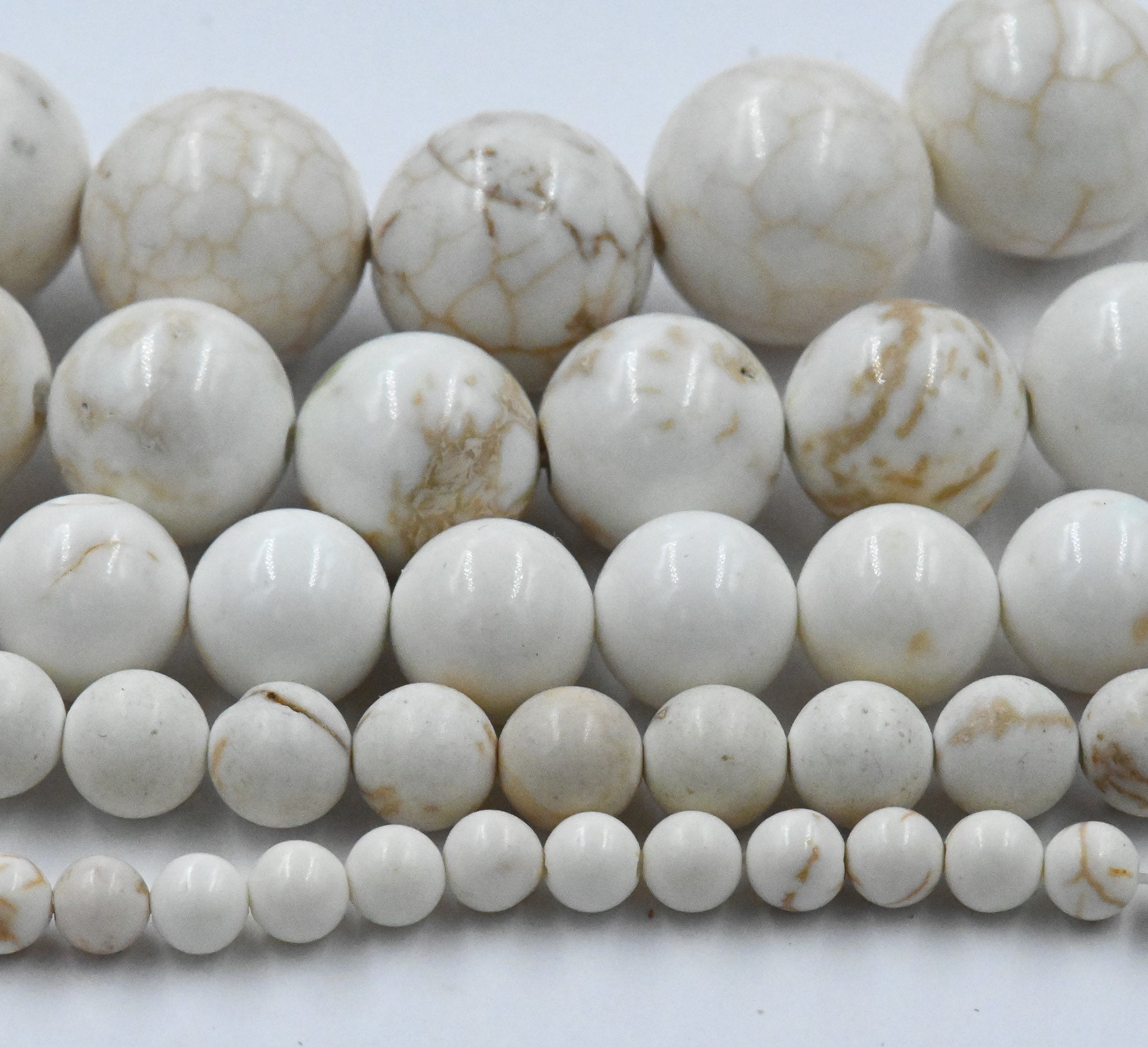 White Magnesite 4mm, 6mm, 8mm, 10mm, 12mm Round Beads Wholesale-15 inch strand