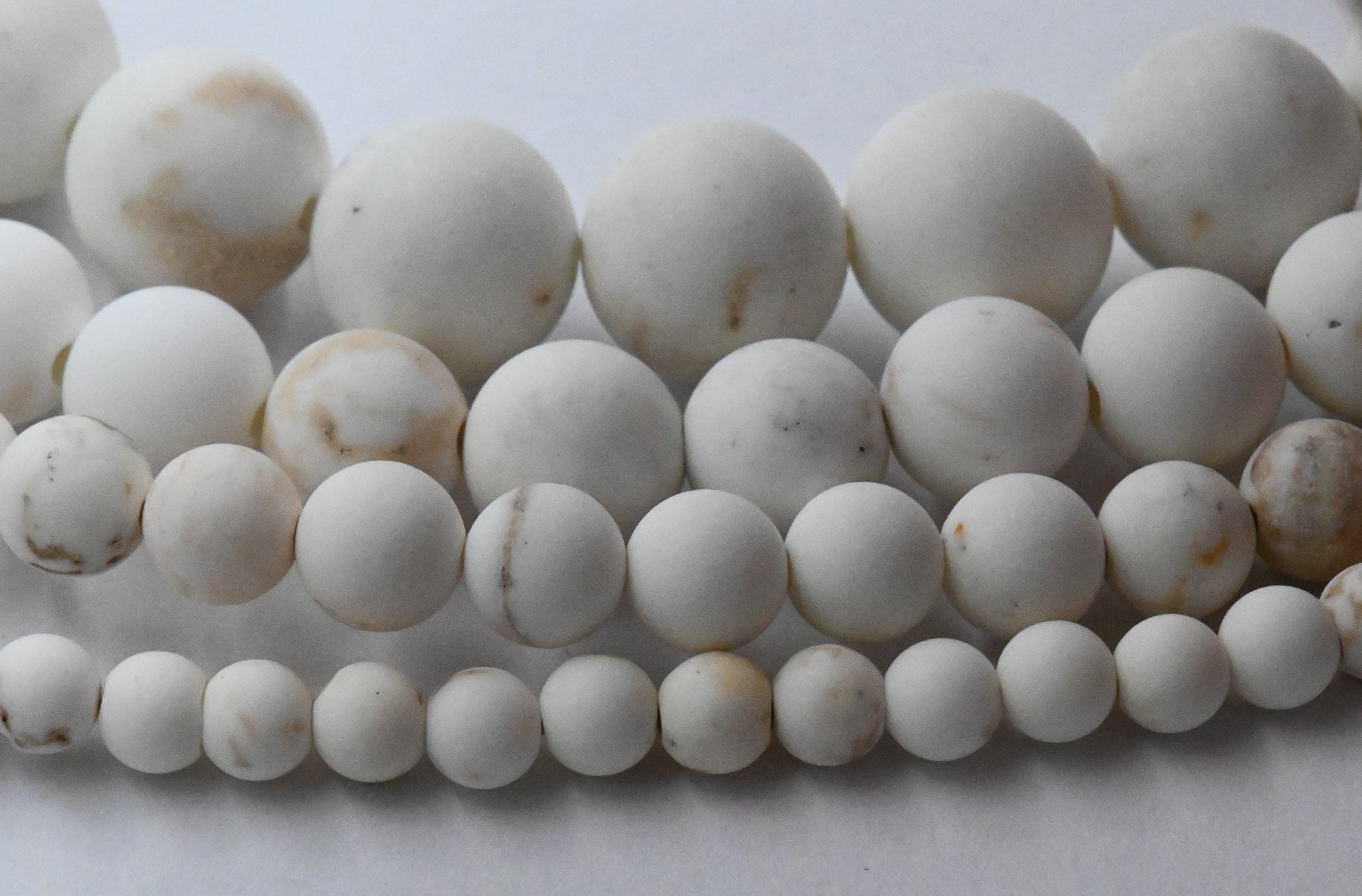 Matte White Magnesite 4mm, 6mm, 8mm, 10mm, 12mm Round Beads Wholesale-15.5 inch strand