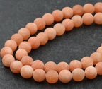 8mm Matte Toffee Orange Malaysia "Jade" Round Beads -15 inch strand