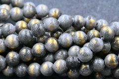 Gray Gold Dust Jade 4mm, 6mm, 8mm, 10mm Round Beads -15 inch strand