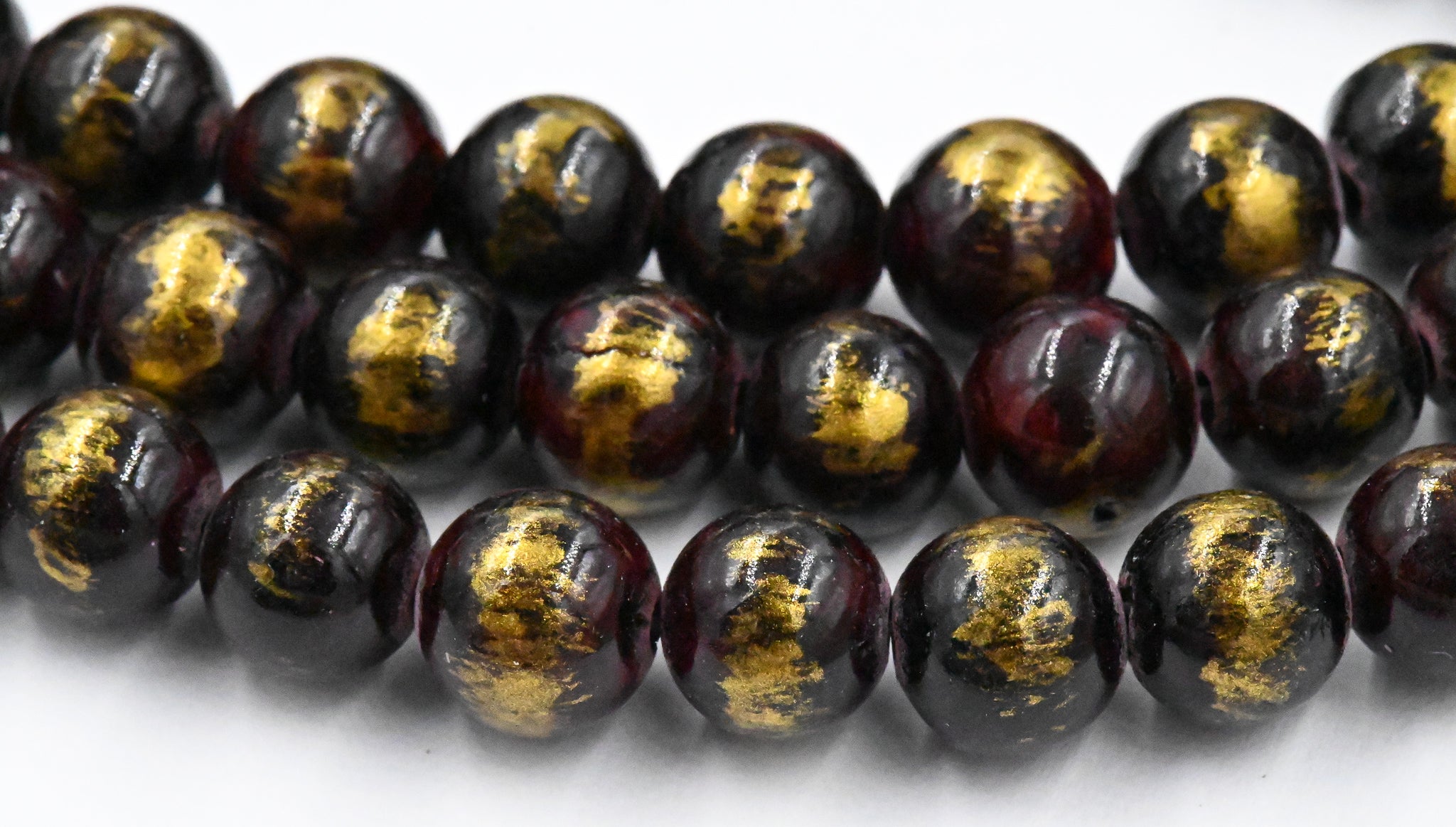 Deep Wine Gold Dust Jade 4mm 6mm 8mm 10mm Beads Opaque Smooth - 16 inch strand