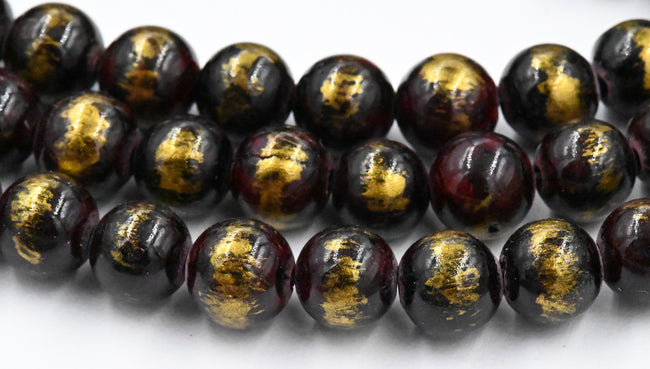 Deep Wine Gold Dust Jade 4mm 6mm 8mm 10mm Beads Opaque Smooth - 16 inch strand Main Image