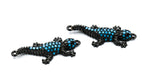 Brass Micro Pave Cubic Zirconia Links connectors, Gecko, Sky Blue, Gunmetal, 31.5x14x4.5mm