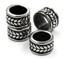 Stainless Steel Beads, 1pc, Leaf Pattern Large Hole Beads, 12.5mm Antique Silver