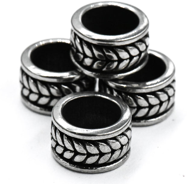 Stainless Steel Beads, 1pc, Leaf Pattern Large Hole Beads, 12.5mm Antique Silver Main Image