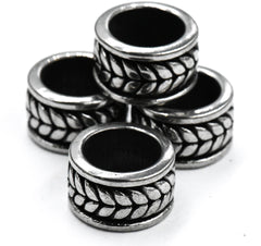Stainless Steel Beads, 1pc, Leaf Pattern Large Hole Beads, 12.5mm Antique Silver