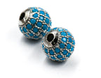 Turquoise Micro Pave Cubic Zirconia Beads,1pc 8mm