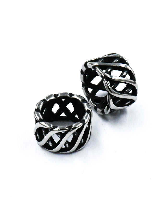 304 Stainless Steel Beads, 1pc, Column, Hollow, Antique Silver, 11.5x7mm, Hole: 8mm Main Image