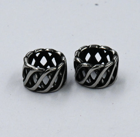304 Stainless Steel Beads, 1pc, Column, Hollow, Antique Silver, 11.5x7mm, Hole: 8mm