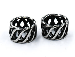 304 Stainless Steel Beads, 1pc, Column, Hollow, Antique Silver, 11.5x7mm, Hole: 8mm