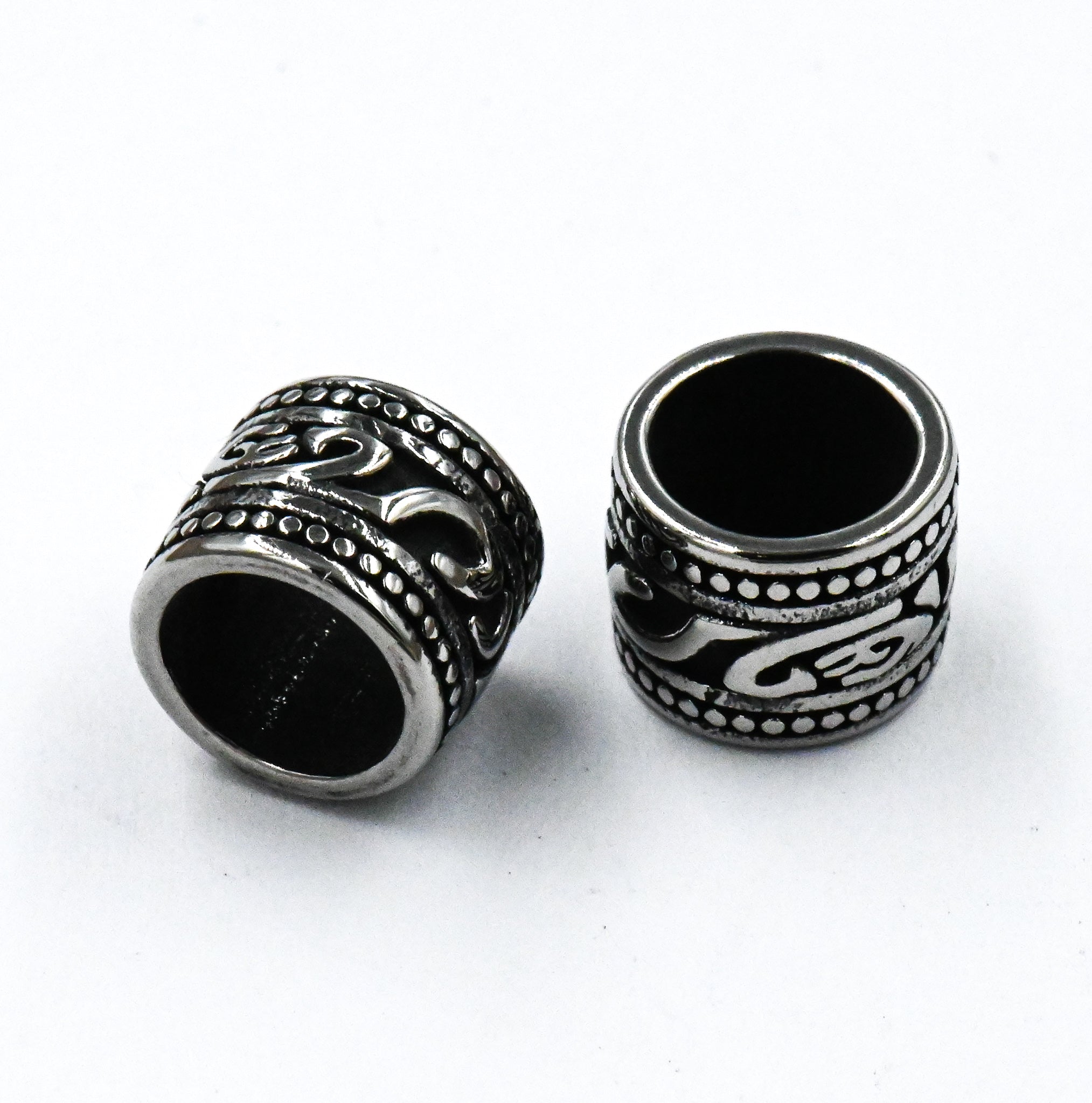 304 Stainless Steel Spacer Beads, Large Hole Beads, 1pc Column, Antique Silver, 10.5x9mm