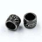 304 Stainless Steel Spacer Beads, Large Hole Beads, 2pc Column, Antique Silver, 10.5x9mm