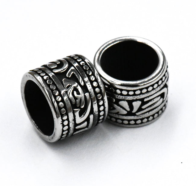 304 Stainless Steel Spacer Beads, Large Hole Beads, 1pc Column, Antique Silver, 10.5x9mm Main Image