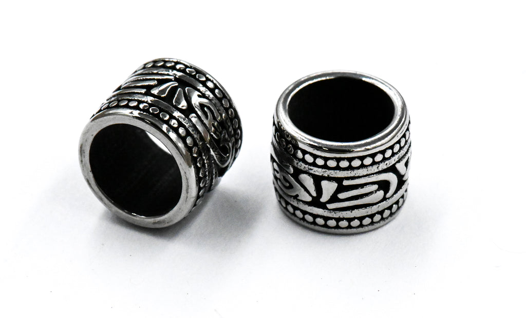 304 Stainless Steel Spacer Beads, Large Hole Beads, 1pc Column, Antique Silver, 10.5x9mm