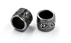 304 Stainless Steel Spacer Beads, Large Hole Beads, 2pc Column, Antique Silver, 10.5x9mm