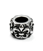 304 Stainless Steel European Large Hole Column with Fleur De Lis, 1pc Antique Silver, 10x7mm