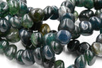 Natural Dragon Veins Agate Beads Strands, Tumbled Stone, Dyed, Chip, Deep Forest Green