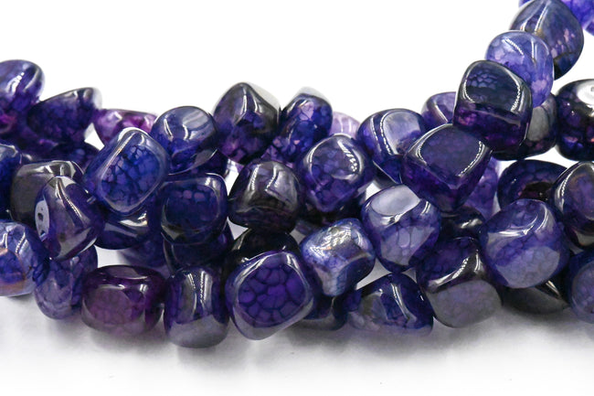 Natural Dragon Veins Agate Beads Strands, Tumbled Stone, Dyed, Chip, Indigo Purple Hover Image