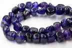 Natural Dragon Veins Agate Beads Strands, Tumbled Stone, Dyed, Chip, Indigo Purple