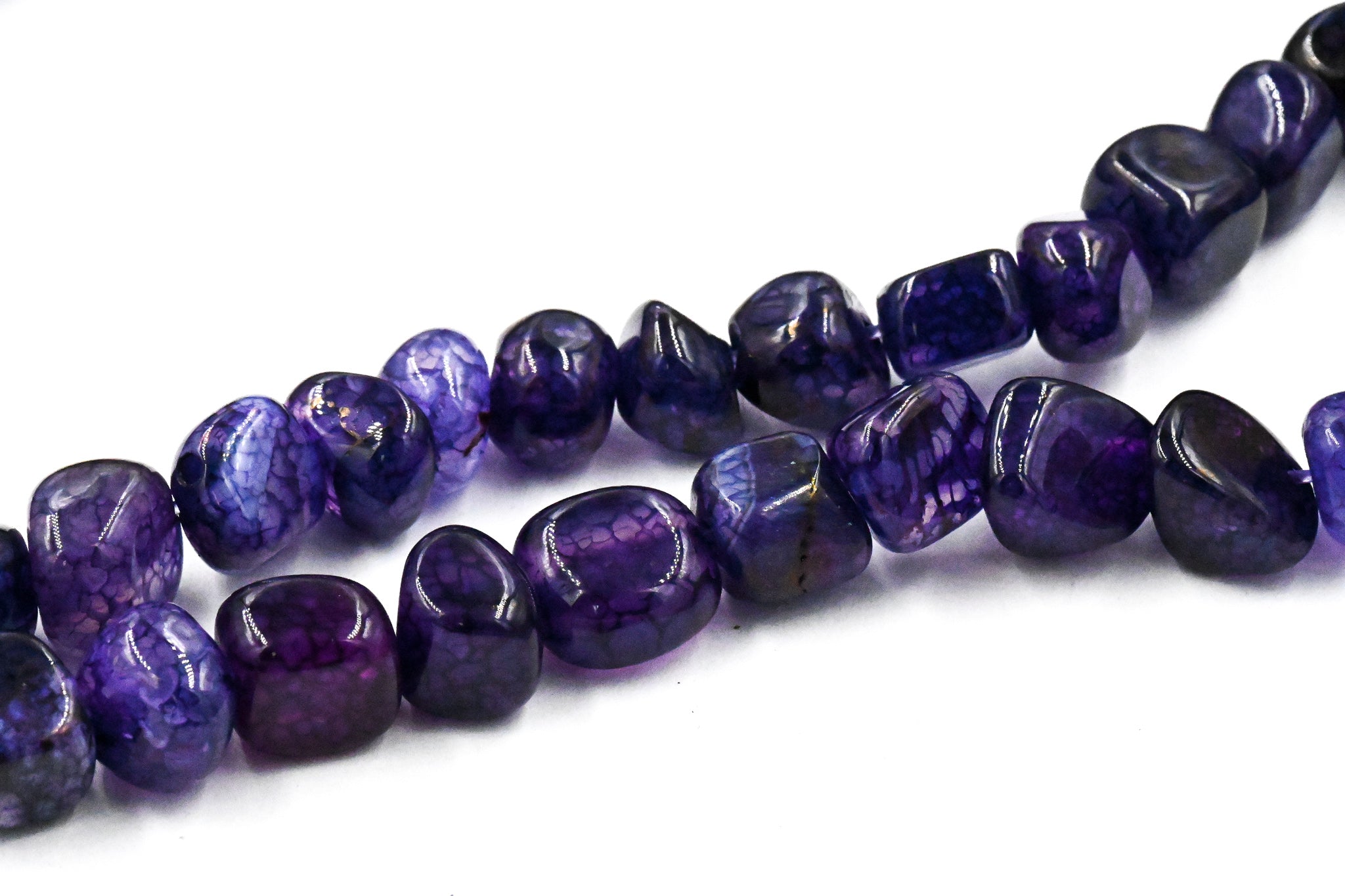 Natural Dragon Veins Agate Beads Strands, Tumbled Stone, Dyed, Chip, Indigo Purple