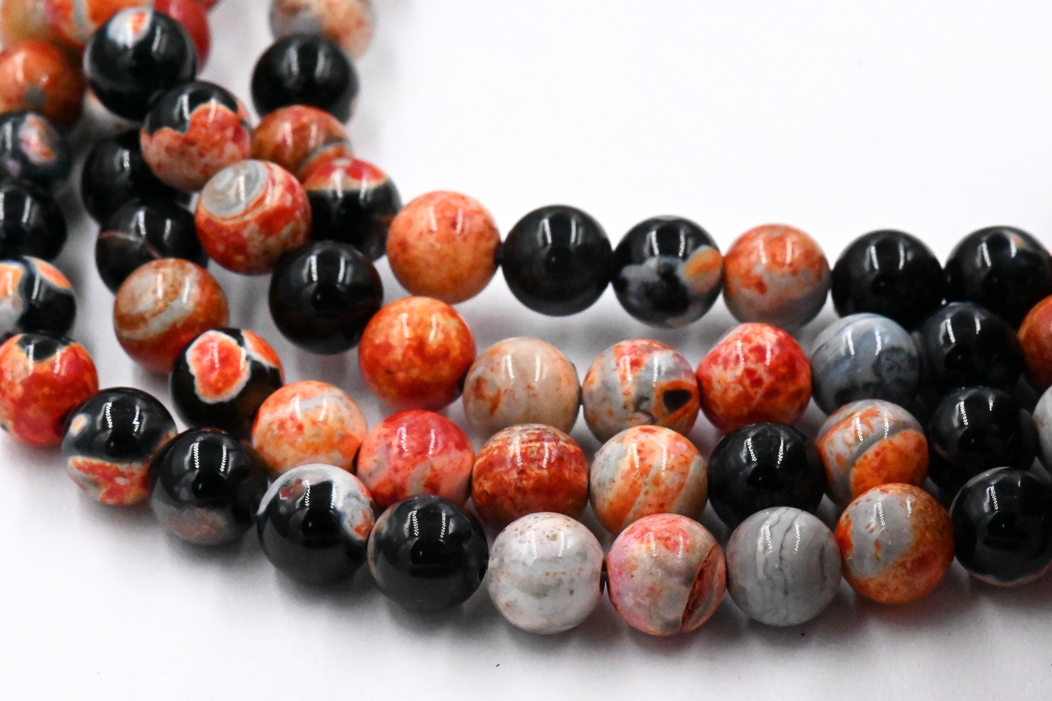 Fall Orange Crackle Agate, 8mm round