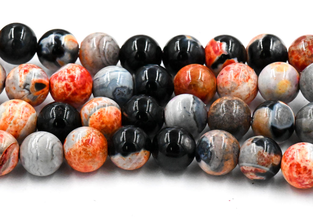 Fall Orange Crackle Agate, 8mm round