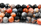 Fall Orange Crackle Agate, 8mm round