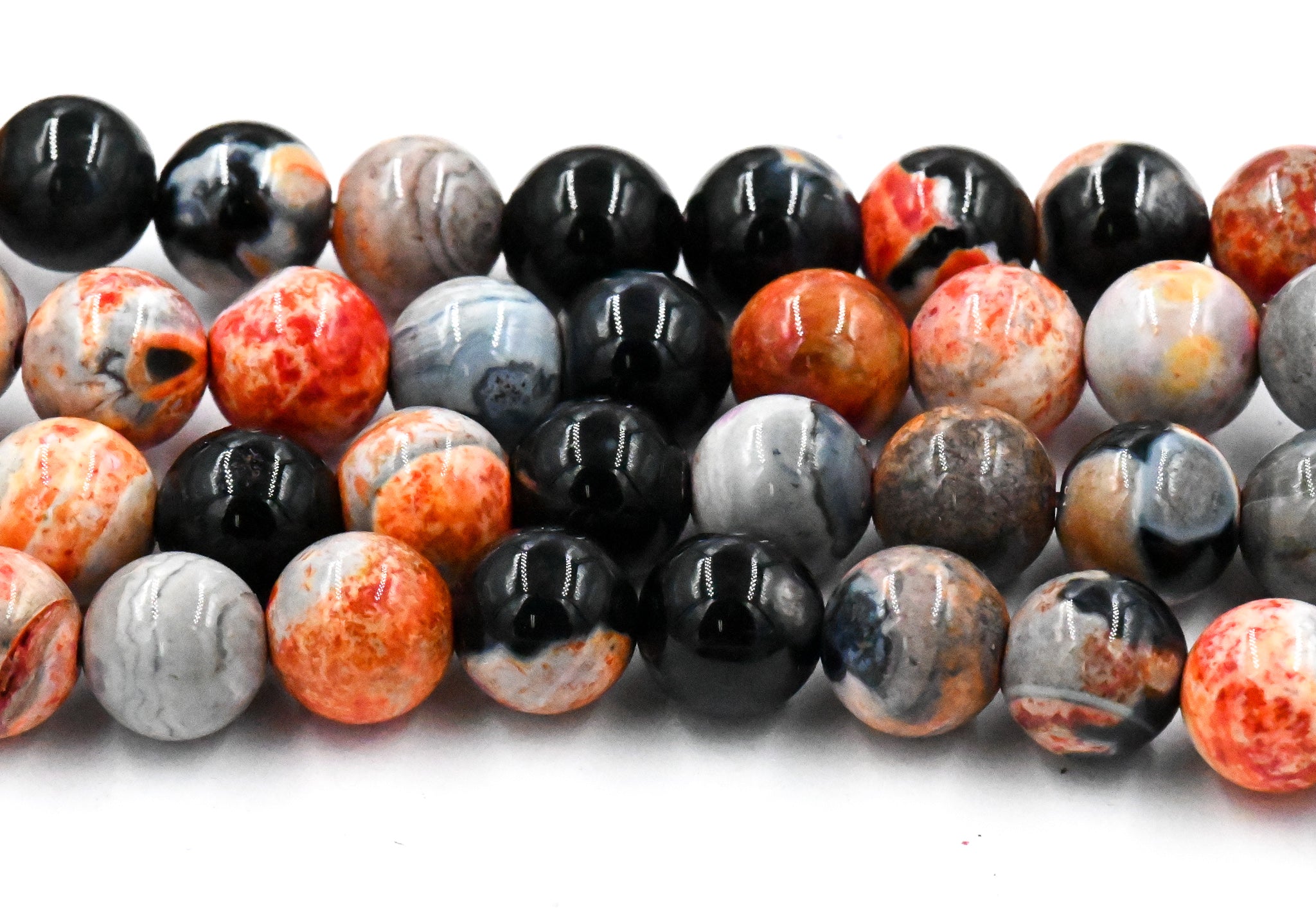 Fall Orange Crackle Agate, 8mm round