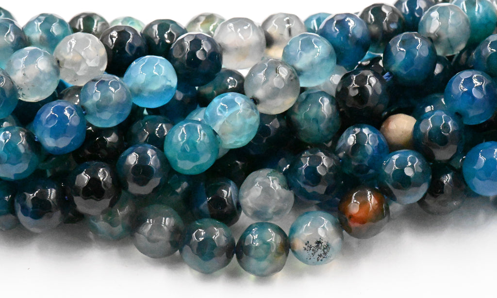 Dyed Natural Agate Faceted Blue, 8mm
