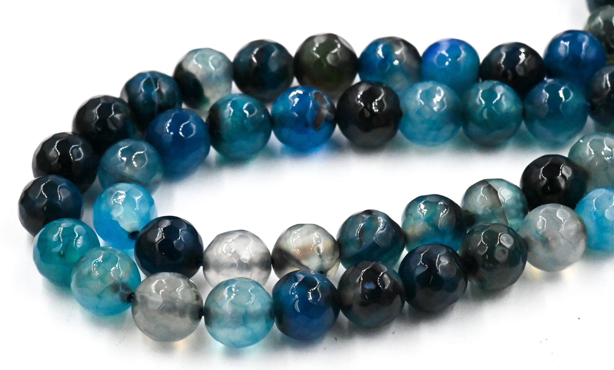 Dyed Natural Agate Faceted Blue, 8mm