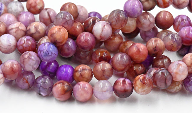 Autumn Magenta Purple Crackle Agate, 8mm round Main Image