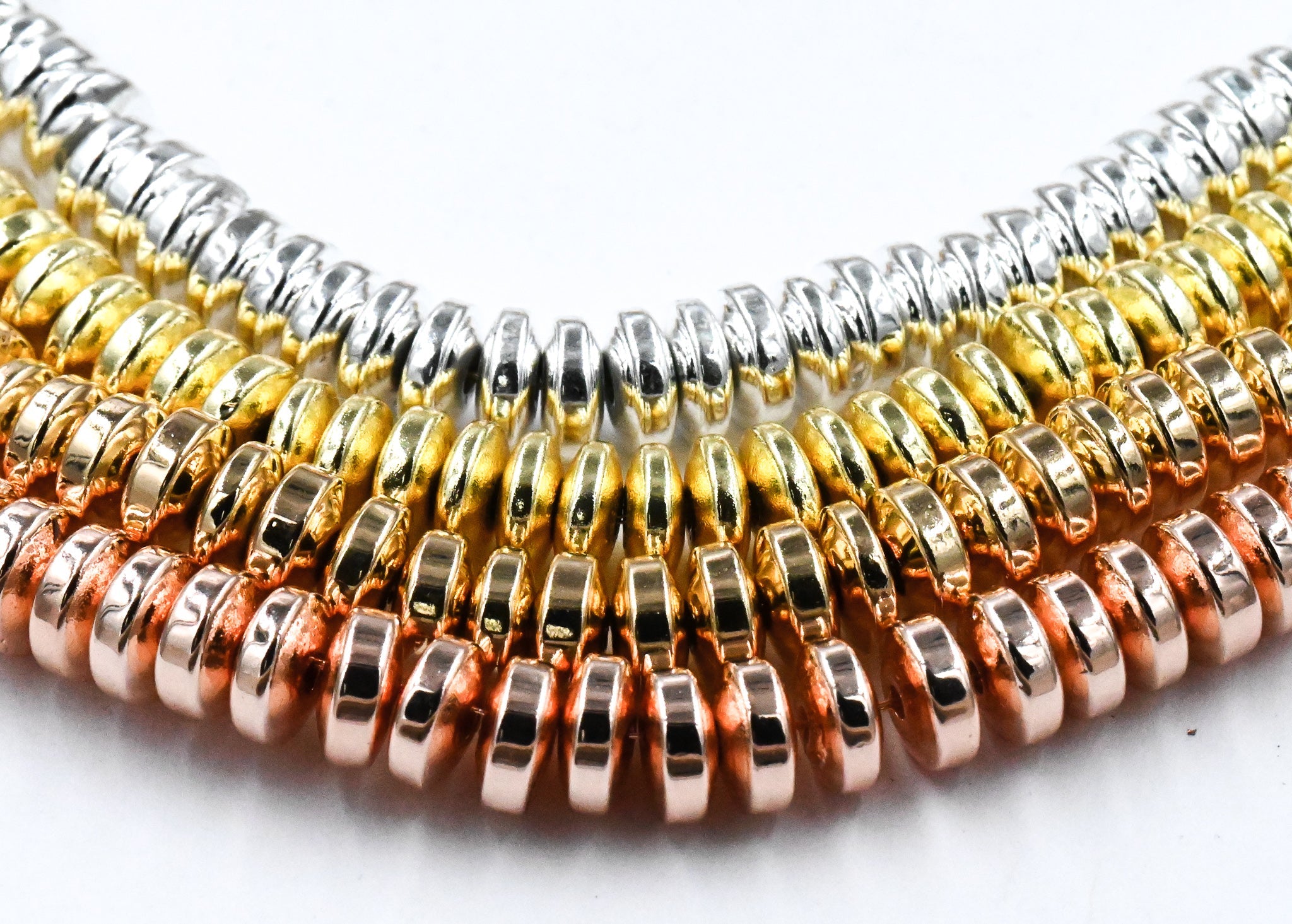 TWO STRANDS Synthetic Hematite Bead Strands, Rondelle, Silver, Rose Gold, Gold Plated, 6x3mm