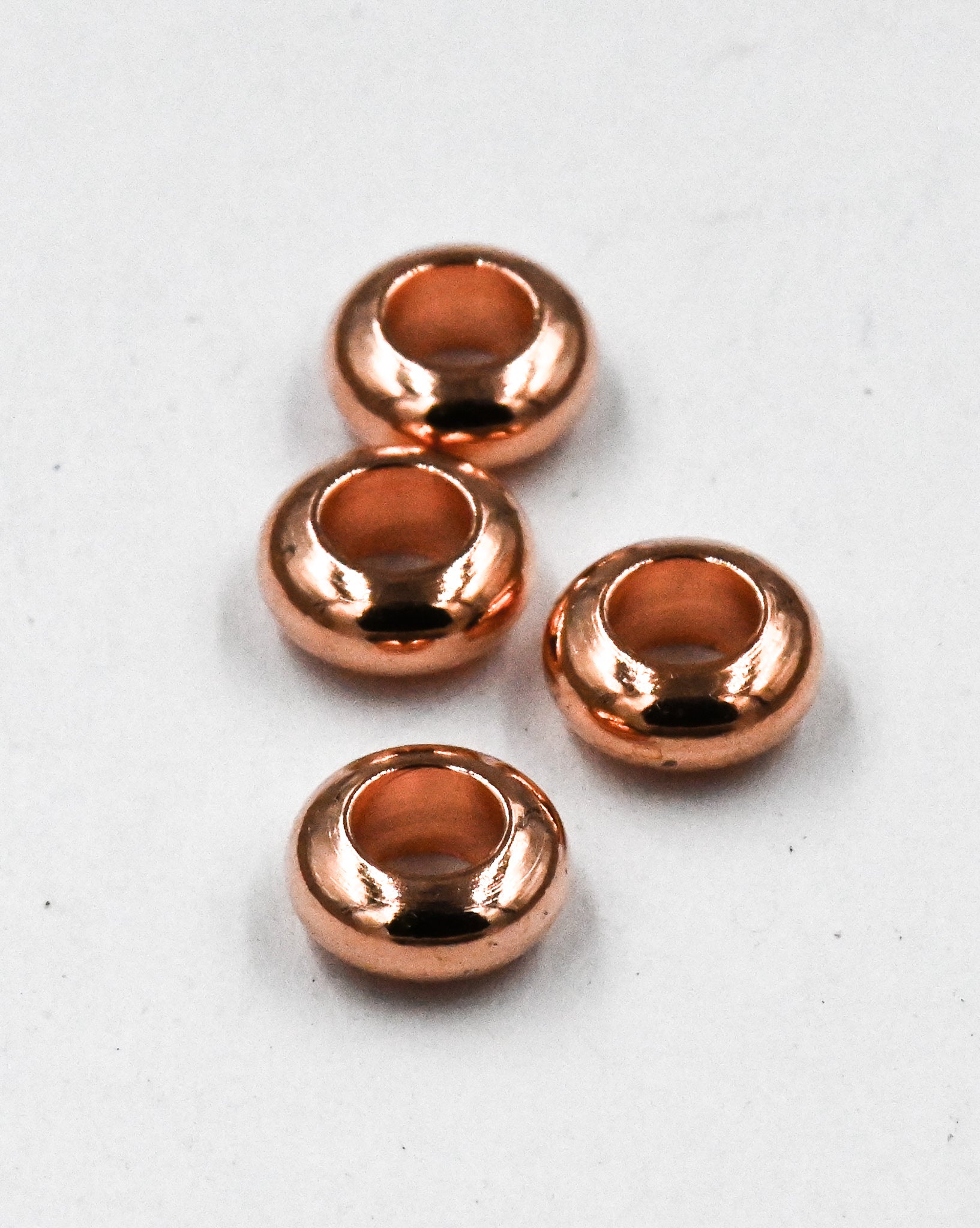Rose Gold Spacer, 6mm Large Hole Rose Gold Rondelle, 50pc
