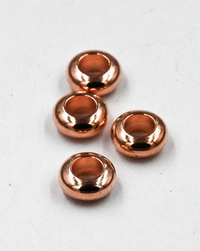 Rose Gold Spacer, 6mm Large Hole Rose Gold Rondelle, 50pc Main Image