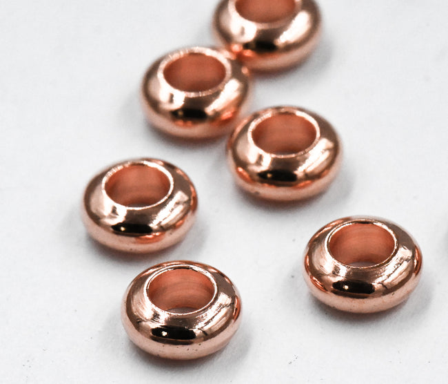 Rose Gold Spacer, 6mm Large Hole Rose Gold Rondelle, 50pc Hover Image