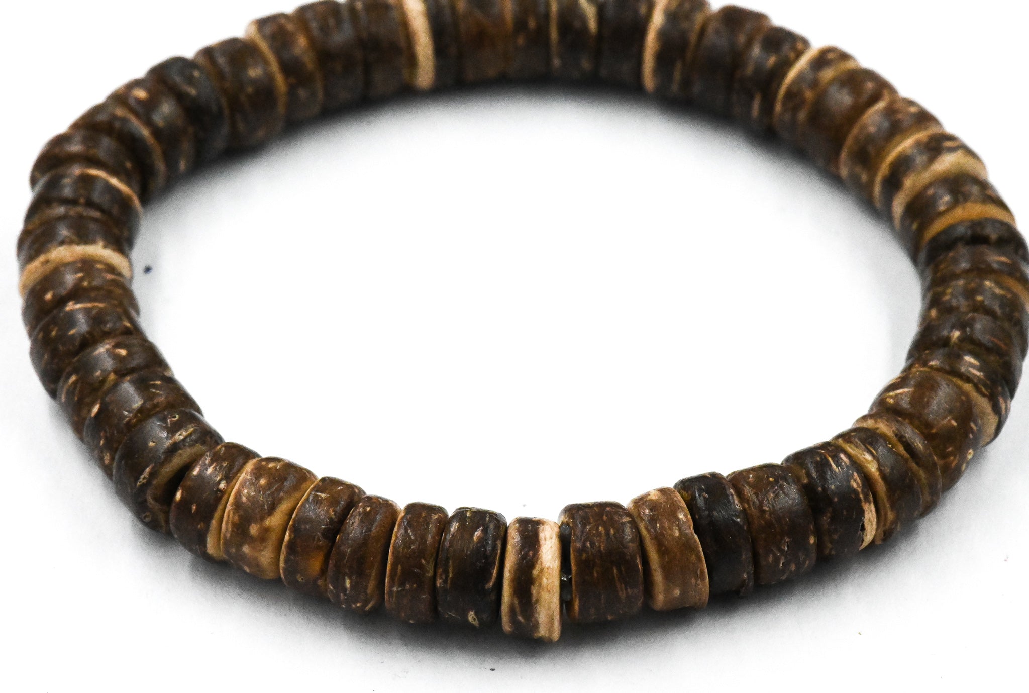 Coconut Stretch Bracelets, Coconut Brown Rondelle