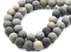 Silver Leaf Jasper Beads Strands, Frosted, Round, 8mm