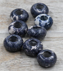 Large Hole Jade, Gray Blue European Beads, Round 15mm, 20pc