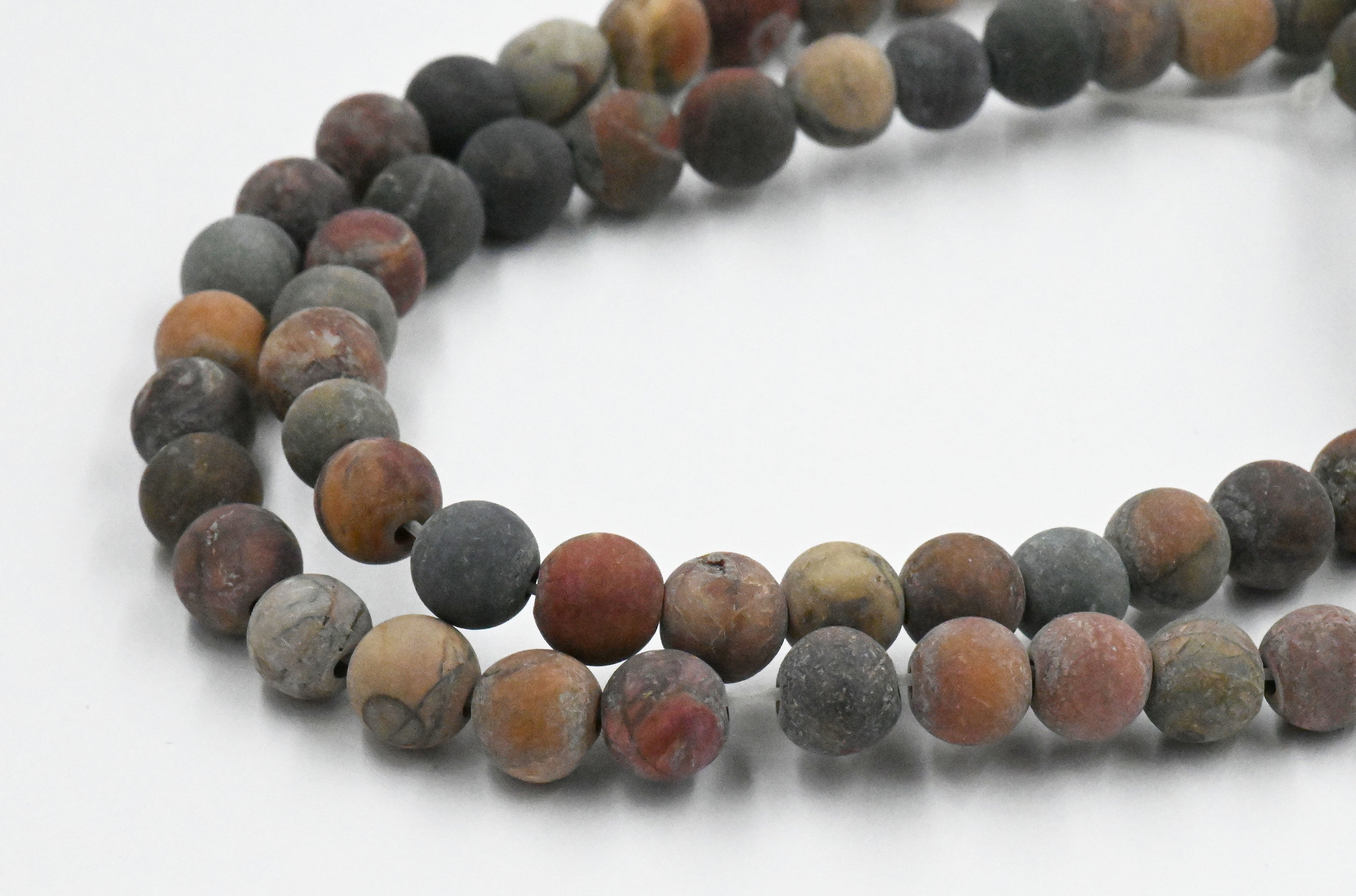 Matte Red Creek Jasper 6mm smooth round -15 inch strand