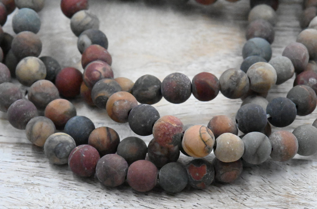 Matte Red Creek Jasper 6mm smooth round -15 inch strand