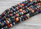 Two Strands Flat Round Handmade Polymer Clay Bead Spacers Fall Blend, 4x1mm
