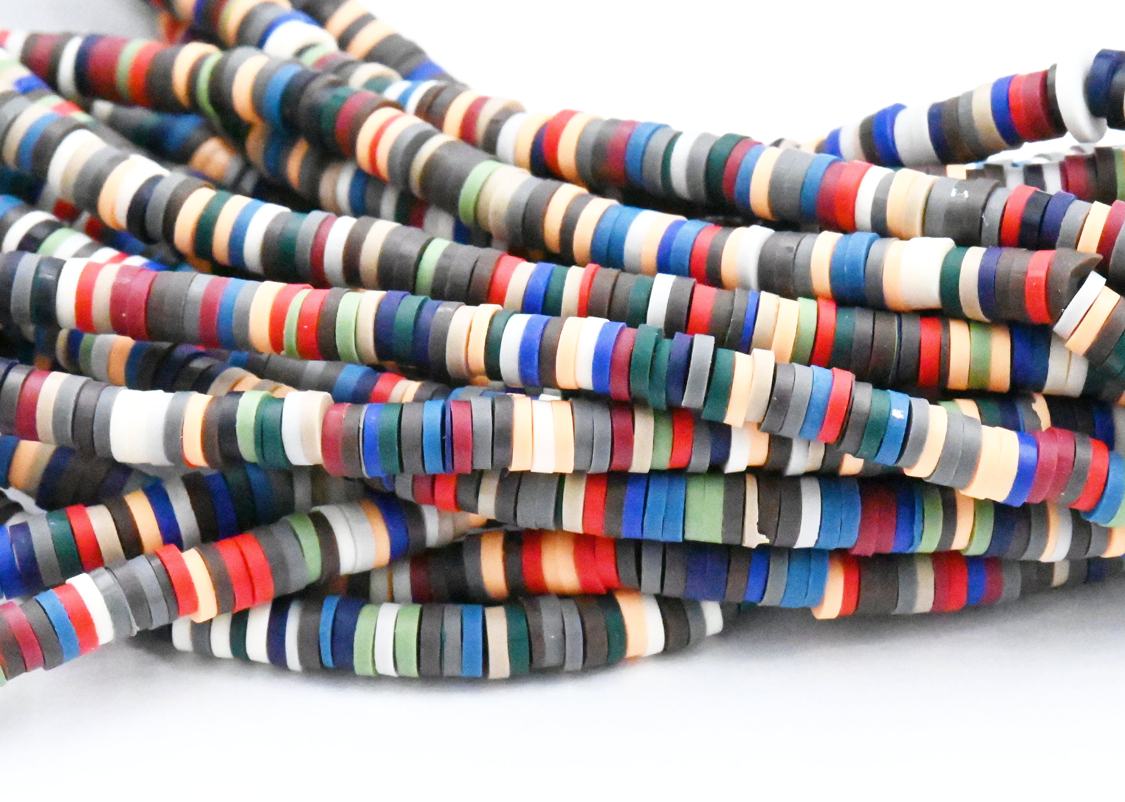 Flat Round Handmade Polymer Clay Bead Spacers Fall Blend, 4x1mm