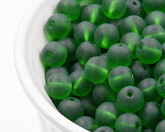 100pc Frosted Glass 6mm 8mm Emerald Green,