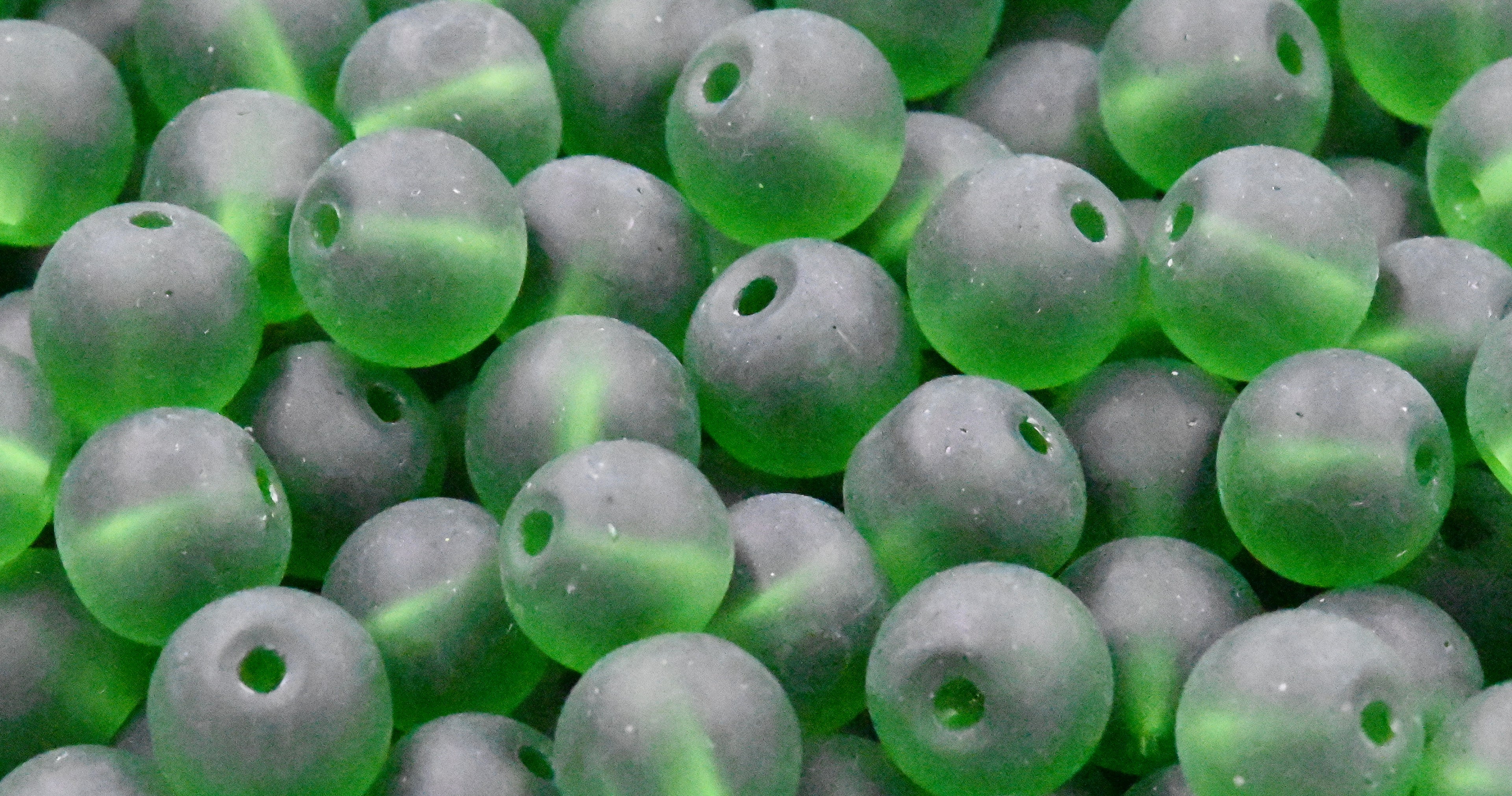 100pc Frosted Glass 6mm 8mm Emerald Green,