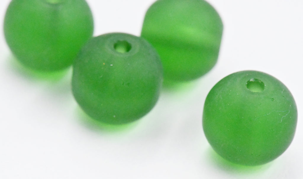 100pc Frosted Glass 6mm 8mm Emerald Green,