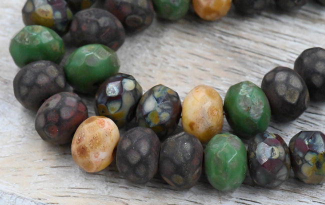 Picasso Rondelle Fall Forest Mix 25pc 6x8mm Faceted Main Image