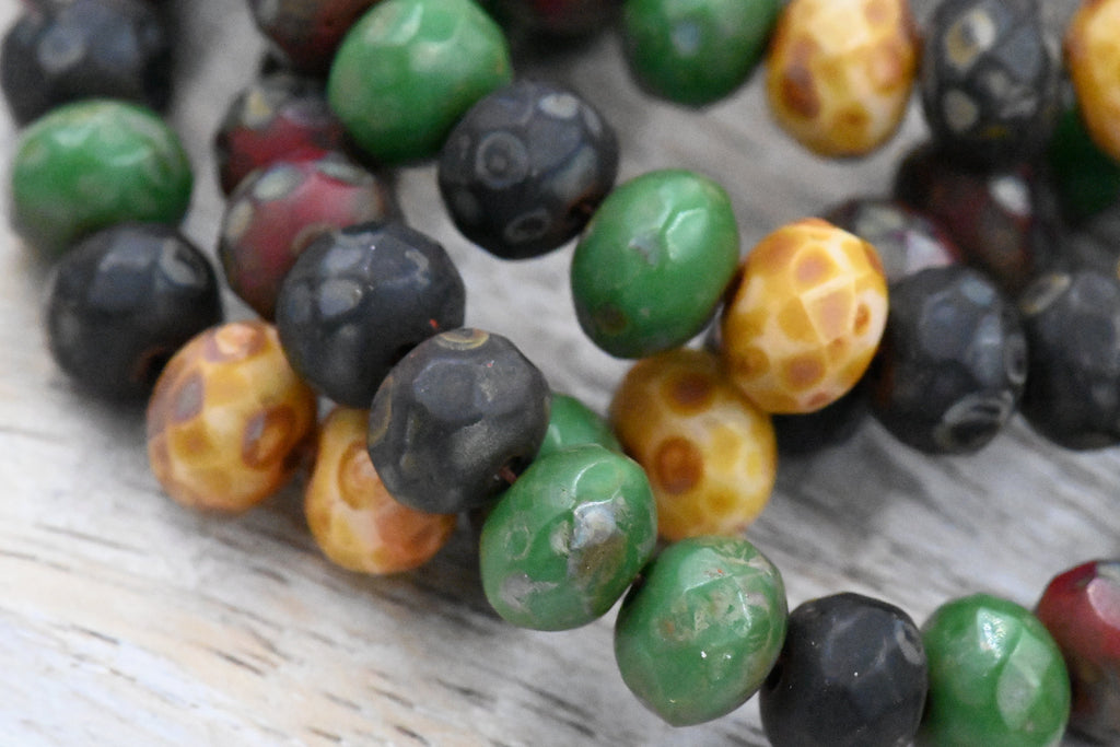 Picasso Rondelle Fall Forest Mix 25pc 5x7mm Faceted