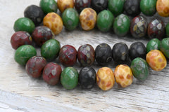 Picasso Rondelle Fall Forest Mix 25pc 5x7mm Faceted