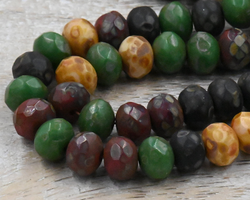 Picasso Rondelle Fall Forest Mix 25pc 5x7mm Faceted
