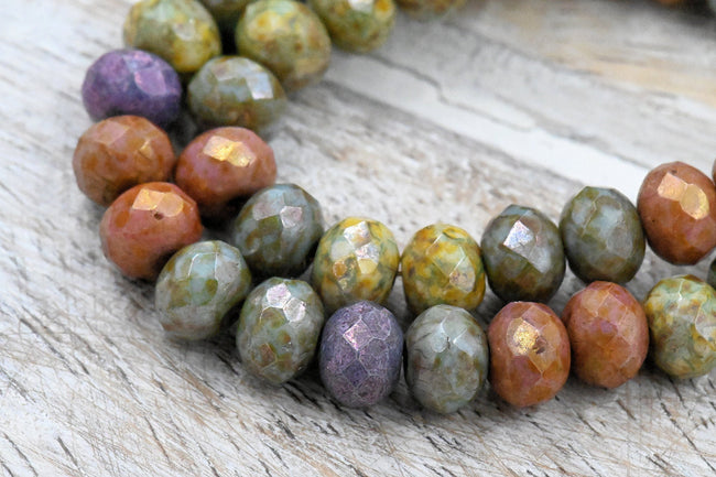 Picasso Rondelle 25pc 5x7mm Faceted Opaque Luster Mix Hover Image